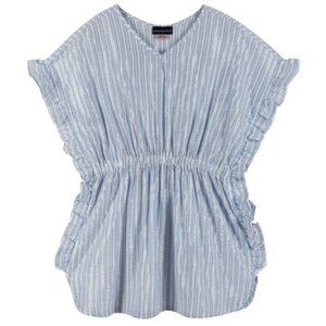 Andy & Evan Girls Tween Blue & White Striped Caftan Cover-Up: Blue Striped